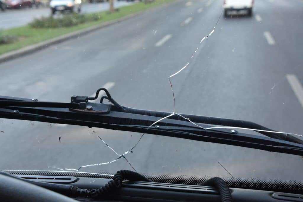 A broken car window